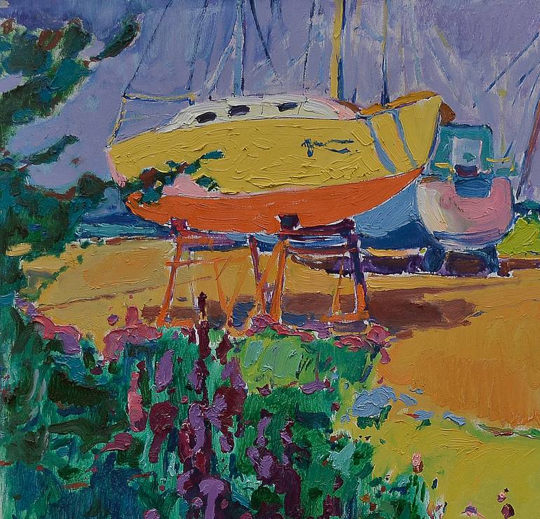 Original Abstract Expressionism Beach Painting by Shandor Alexander