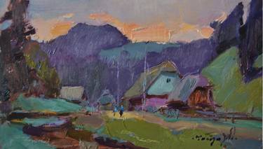 On the outskirts of a mountain village _ cardboard oil thumb