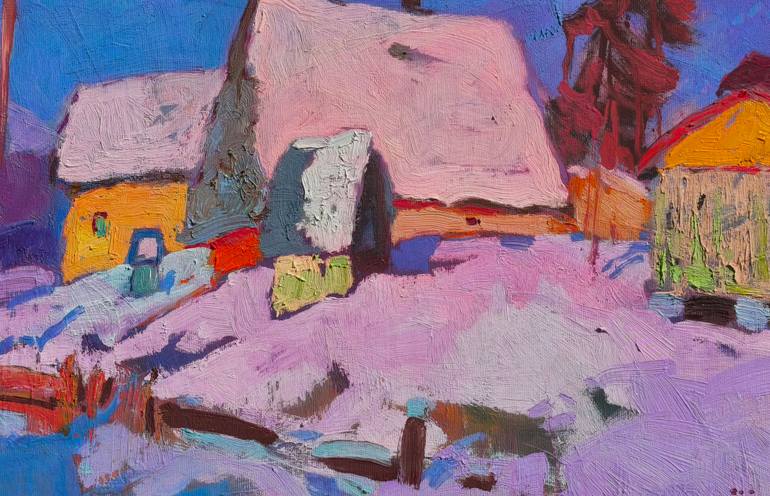 Original Art Deco Landscape Painting by Shandor Alexander