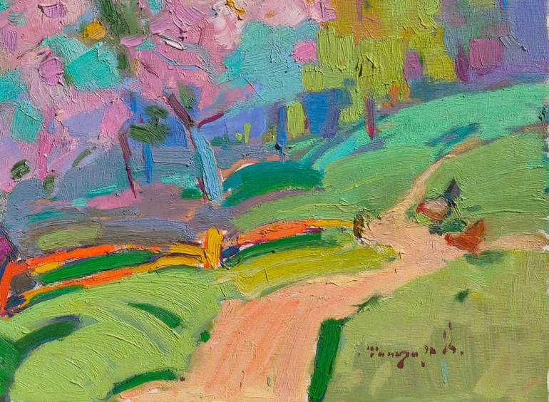 Original Abstract Expressionism Landscape Painting by Shandor Alexander