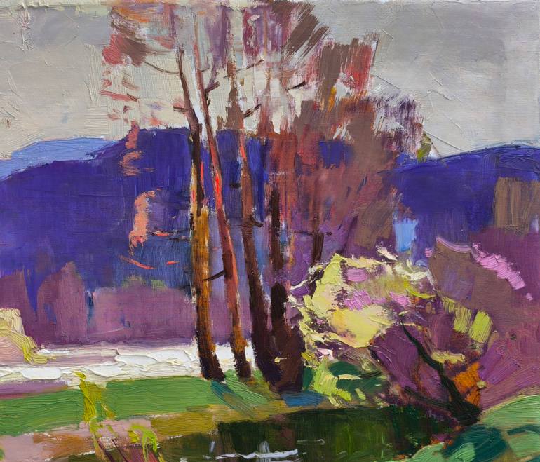 Original Art Deco Landscape Painting by Shandor Alexander