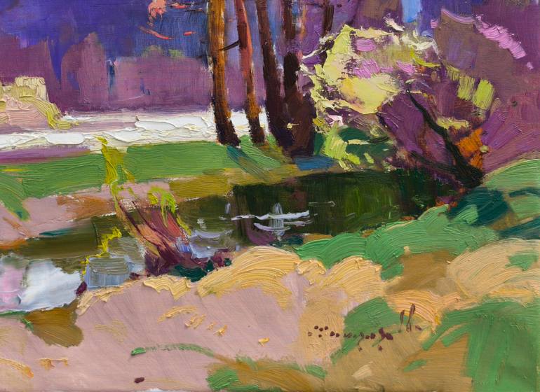 Original Art Deco Landscape Painting by Shandor Alexander