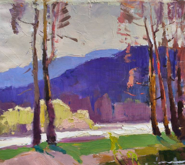 Original Art Deco Landscape Painting by Shandor Alexander