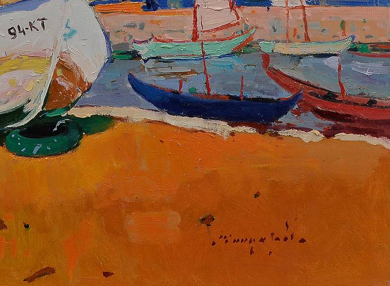 Original Abstract Expressionism Beach Painting by Shandor Alexander