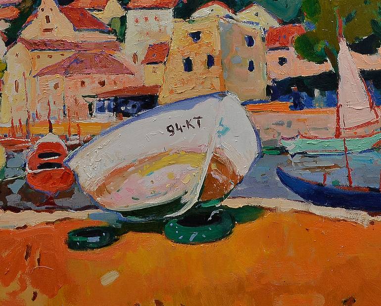 Original Abstract Expressionism Beach Painting by Shandor Alexander