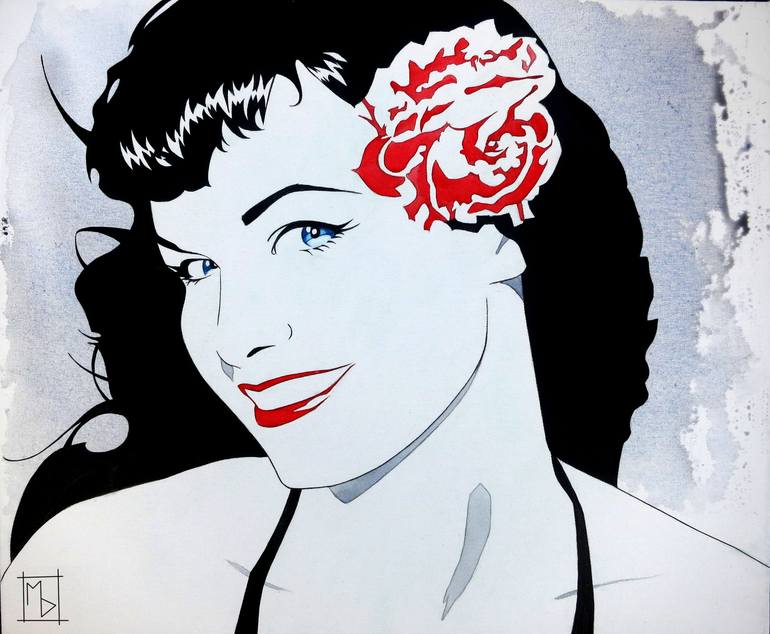 Bettie With Flower Painting By Michelle Delecki 