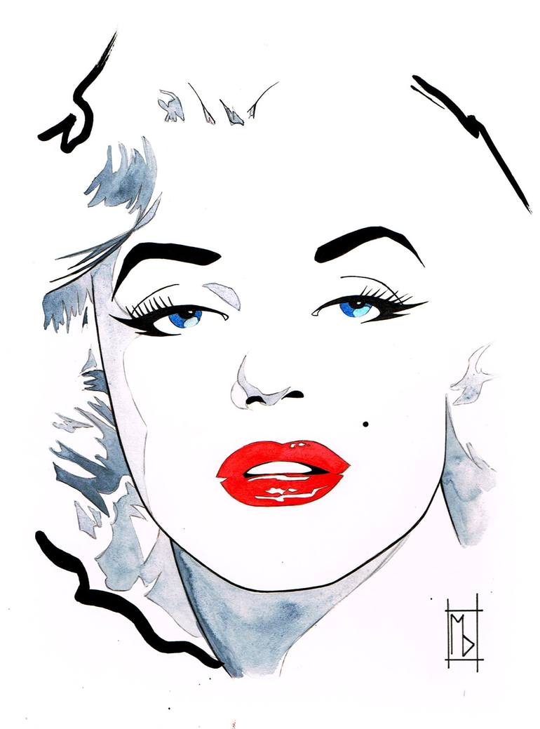 Marilyn head sketch- SOLD Painting by Michelle Delecki | Saatchi Art