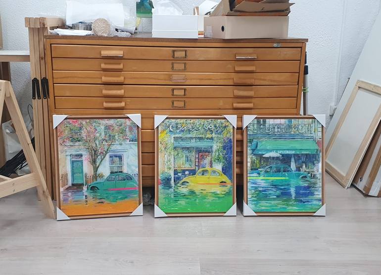 Original Pop Art Car Painting by Maria Bejarano