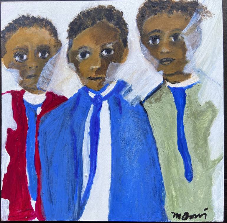 Original Expressionism Children Painting by Mildred Borras