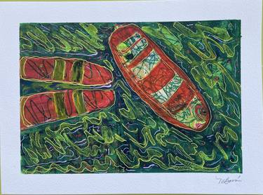 Original Abstract Expressionism Boat Paintings by Mildred Borras