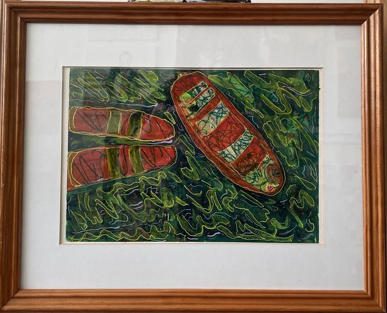 Original Abstract Expressionism Boat Painting by Mildred Borras