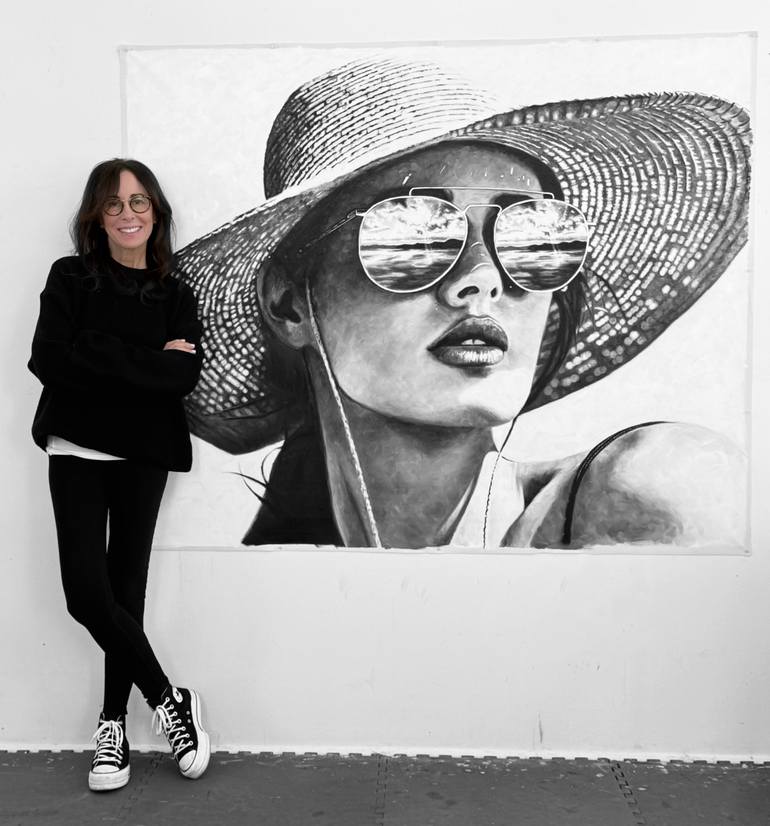 Original Black & White Beach Painting by Cindy Press