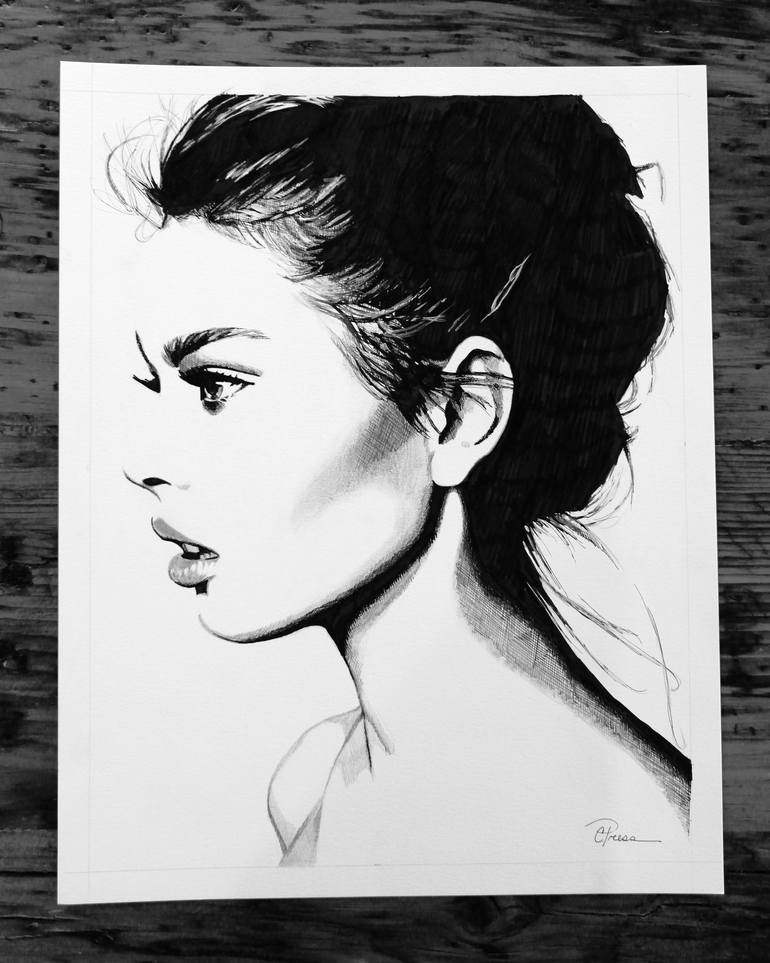 Original Portrait Drawing by Cindy Press