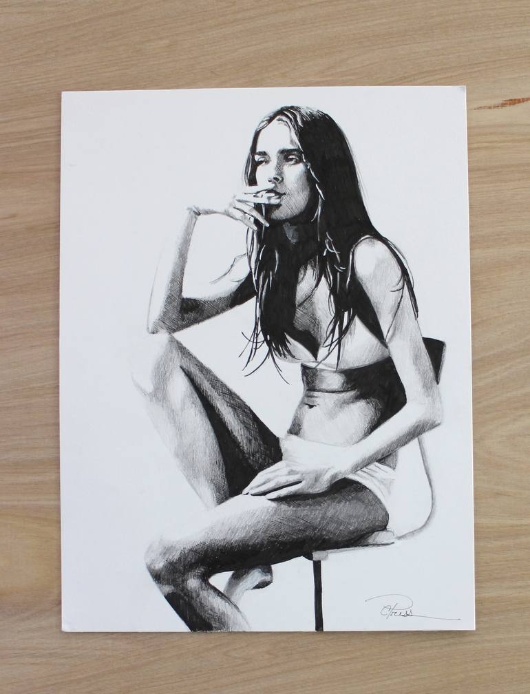 Original Figurative Portrait Drawing by Cindy Press