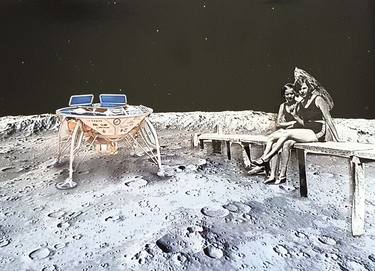 Original Conceptual Outer Space Collage by Agnes Eperjesy