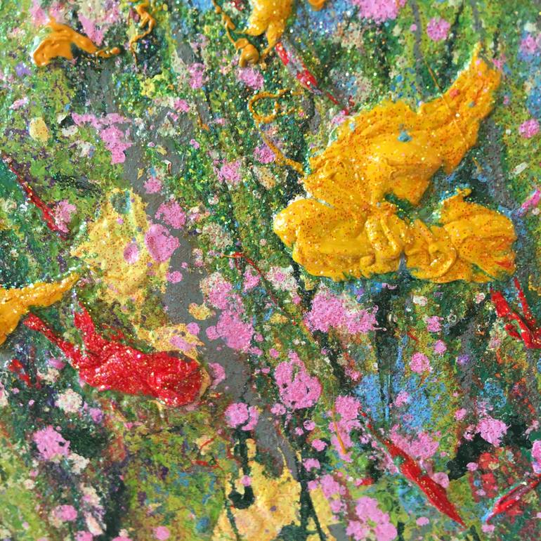 Original Abstract Expressionism Floral Painting by Yvonne Coomber