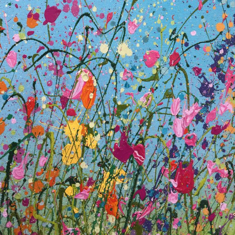 Original Abstract Expressionism Floral Painting by Yvonne Coomber