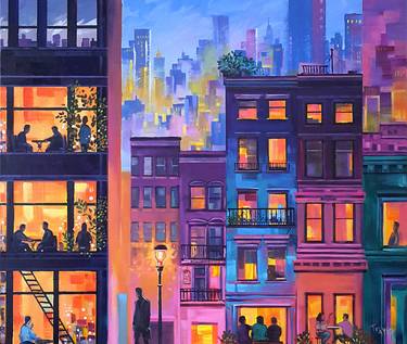 Original Abstract Cities Paintings by Trayko Popov