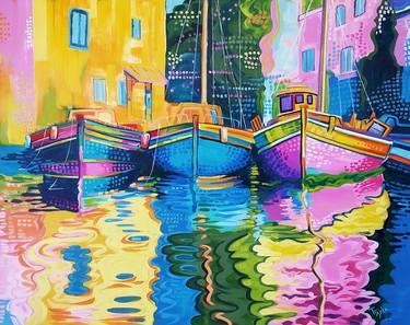 Original Abstract Boat Paintings by Trayko Popov