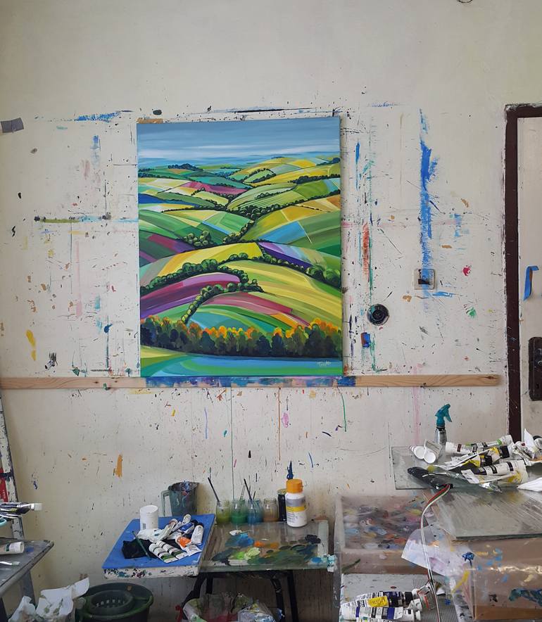 Original Abstract Landscape Painting by Trayko Popov