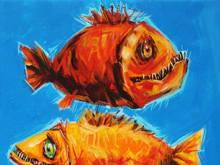 Original Abstract Fish Painting by Trayko Popov