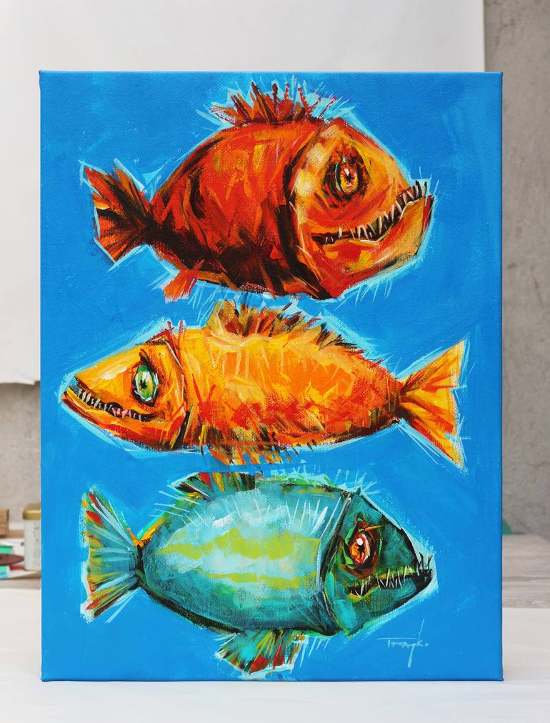 Original Abstract Fish Painting by Trayko Popov