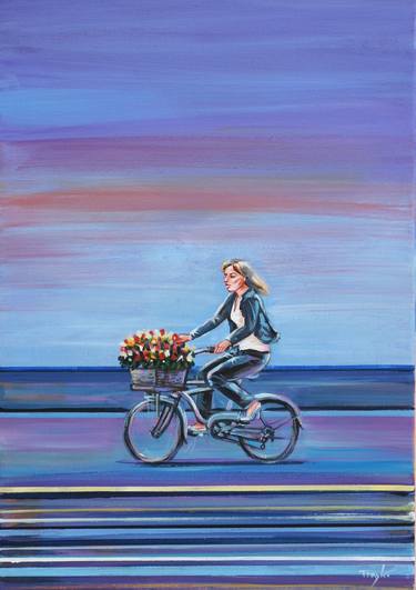 Bicycle with flowers Painting by Trayko Popov |
