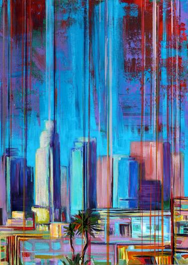 Original Abstract Expressionism Cities Paintings by Trayko Popov