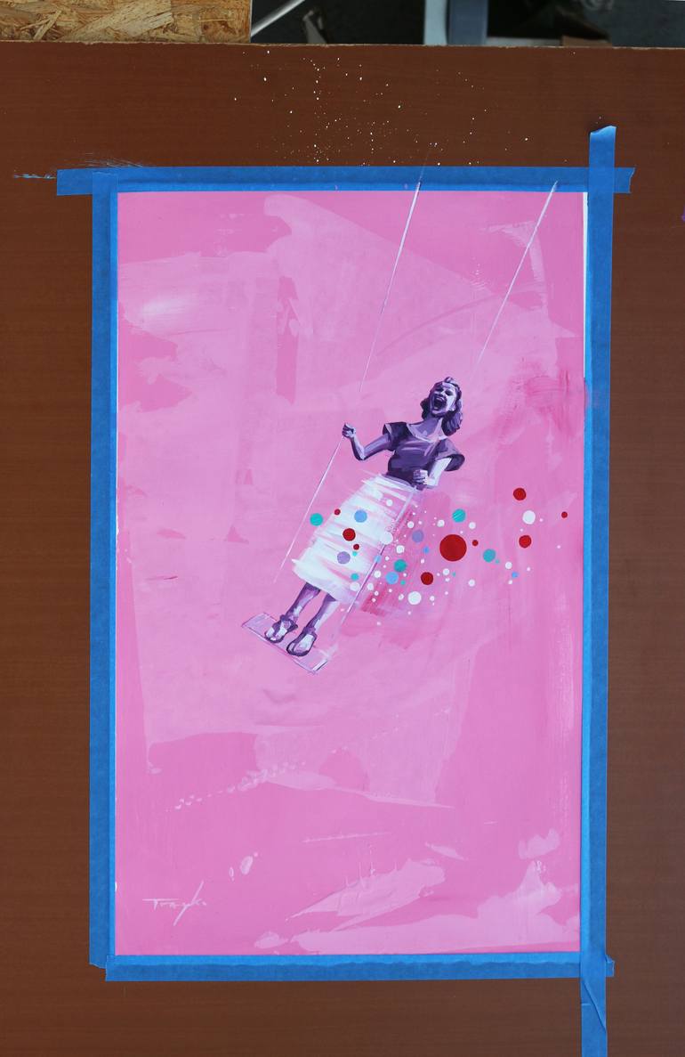 Original Abstract Expressionism Women Painting by Trayko Popov