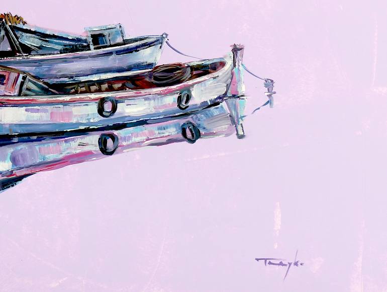 Original Minimalism Boat Painting by Trayko Popov