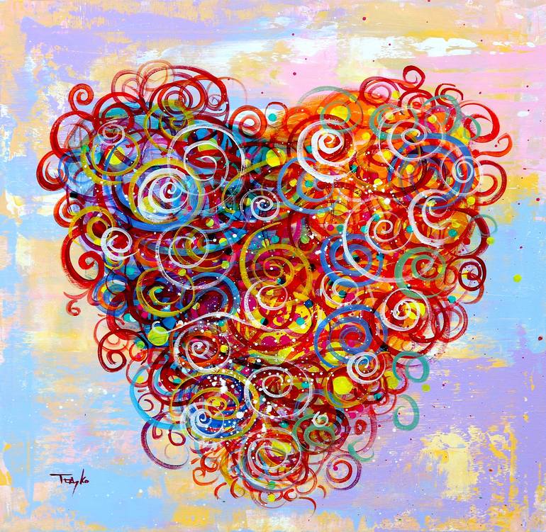 Large Abstract Paintings On Canvas Heart Painting Romantic Wall Art Co
