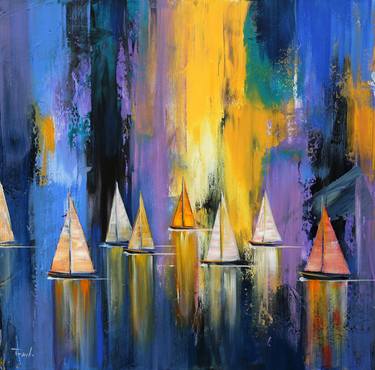 Original Abstract Expressionism Yacht Paintings by Trayko Popov