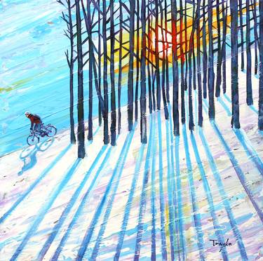 Original Impressionism Bicycle Paintings by Trayko Popov