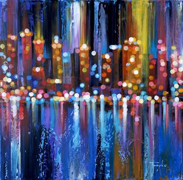 Original Abstract Expressionism Cities Paintings by Trayko Popov