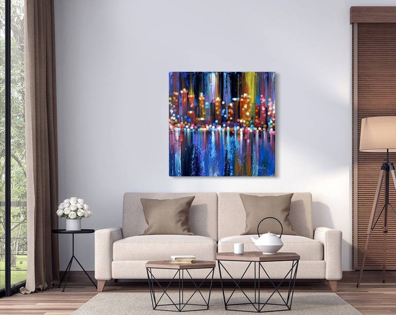 Original Abstract Expressionism Cities Painting by Trayko Popov