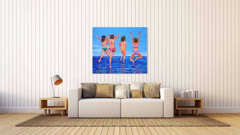 Original Figurative Beach Painting by Trayko Popov