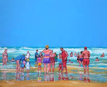 Original Figurative Beach Paintings by Trayko Popov