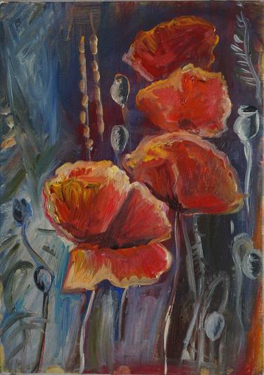 Original Expressionism Floral Paintings by Mina Deneva