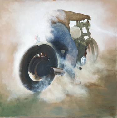 Original Expressionism Bike Painting by Husnu Konuk