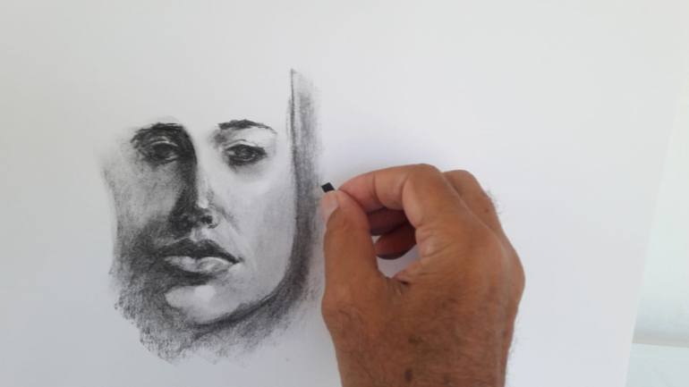 Original Figurative Portrait Drawing by Husnu Konuk