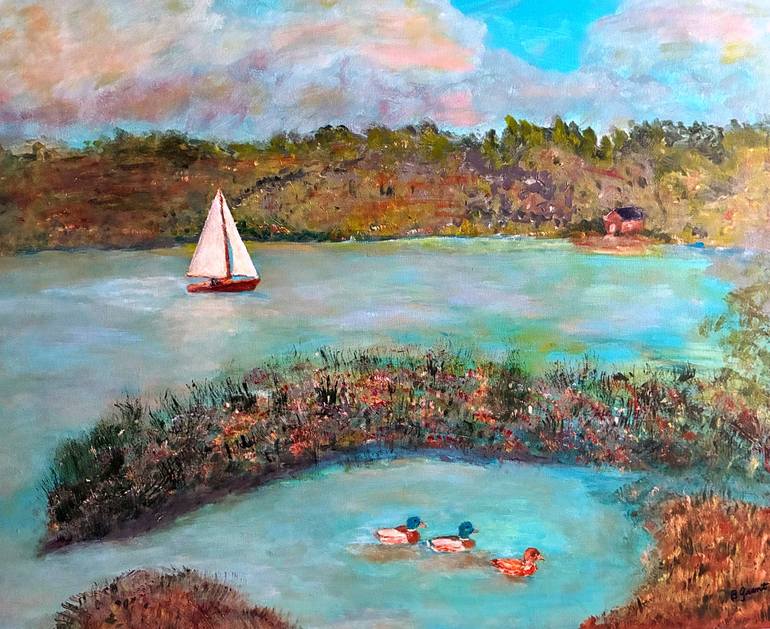 Original Landscape Painting by Bert Grant | Impressionism Art on Canvas | Tranquil Hours by the Lake