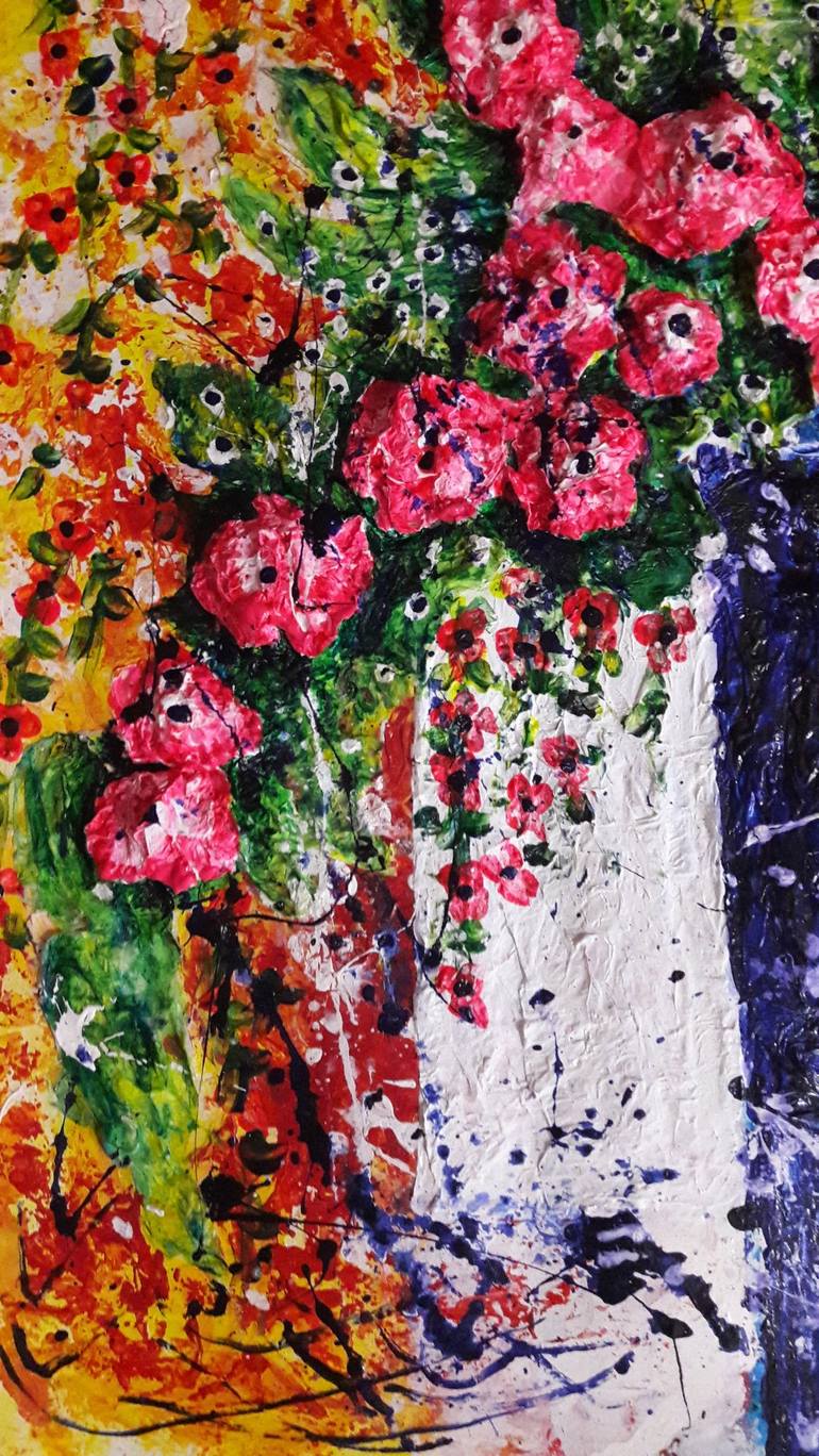 Original Floral Mixed Media by Guerry christiane