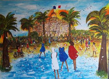 Original Art Deco Beach Paintings by Guerry christiane