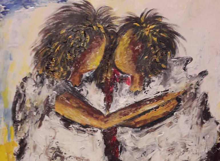 Original Expressionism Children Painting by Guerry Christiane