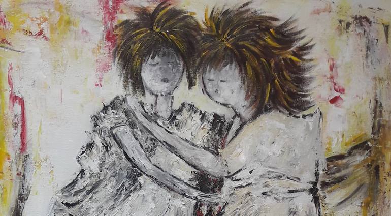 Original Expressionism Love Painting by Guerry Christiane