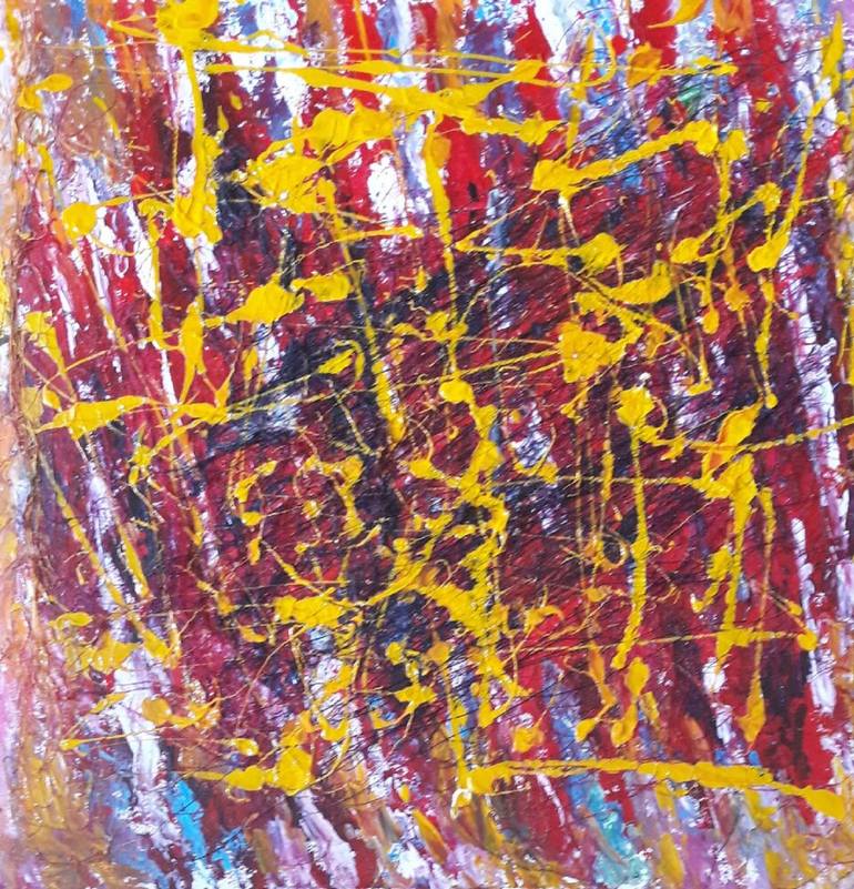 Original Fashion Mixed Media by Guerry Christiane  Abstract Expressionism Art on Acrylic  PULSES