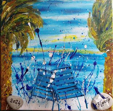 Original Expressionism Beach Mixed Media by Guerry christiane