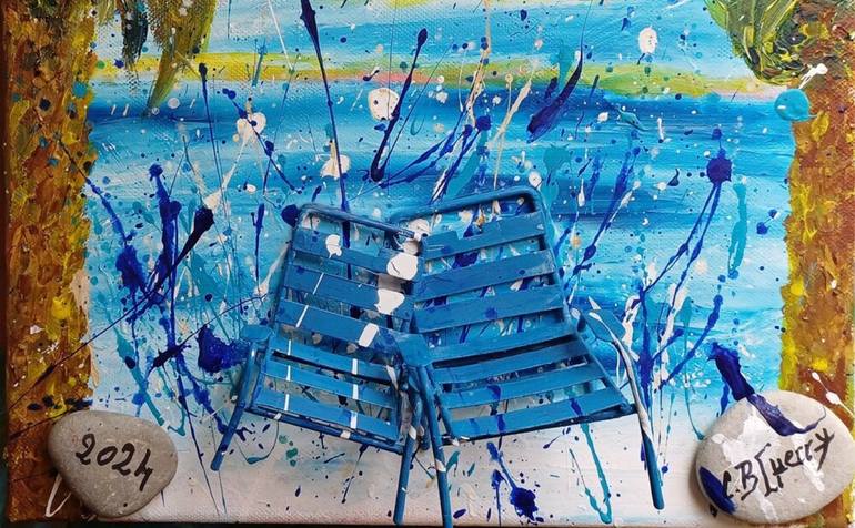 Original Expressionism Beach Mixed Media by Guerry Christiane