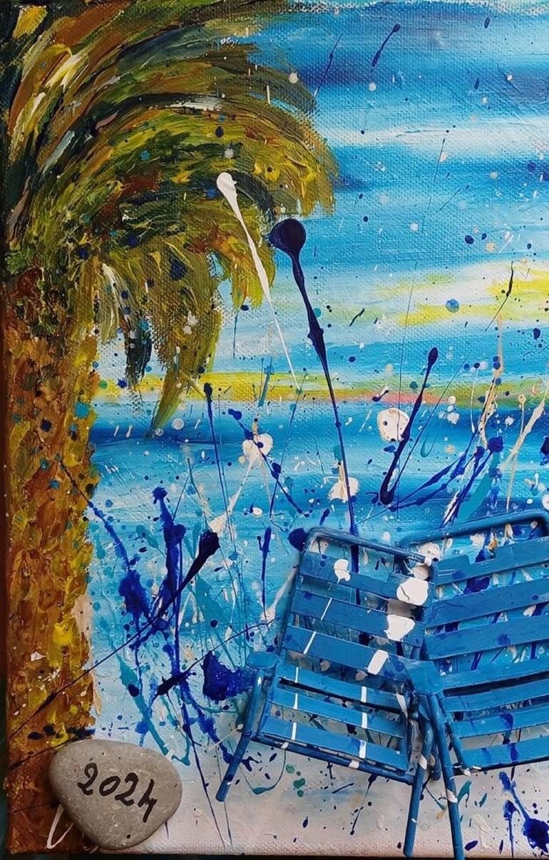 Original Expressionism Beach Mixed Media by Guerry Christiane