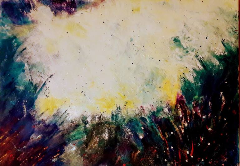 Original Landscape Painting by Guerry Christiane  Abstract Expressionism Art on Canvas  BLUE STORY
